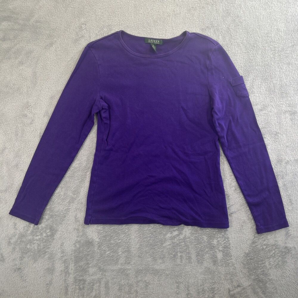 Ralph Lauren Long Sleeve T-shirt Womens Medium Purple Cotton Long Sleeve Top